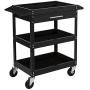 TUFFIOM 3 Tier Rolling Tool Cart, 330 LBS Capacity Industrial Service Cart, Heavy Duty Steel Utility Cart, Tool Organizer with Drawer, Perfect for Garage, Warehouse & Repair Shop (Black)