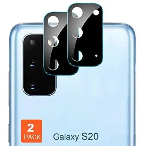 S20 Camera Protector,JanCalm Upgraded Metal Frame NO Glare HD Clear,Anti-Scratch Fingerprint-Resistant Bubble-Free Tempered Glass Designed for Samsung Galaxy S20 Camera Lens (6.2'') (2 Pack) (Blue)