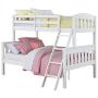 Dorel Living Airlie Solid Wood Bunk Beds Twin Over Full with Ladder and Guard Rail, White