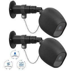 Metal Wall Mount for Arlo Pro 2 and Arlo Pro with Anti-Theft Security Chain and Silicone Skins for Indoor Outdoor Extra Security(Black, 2 Pack)