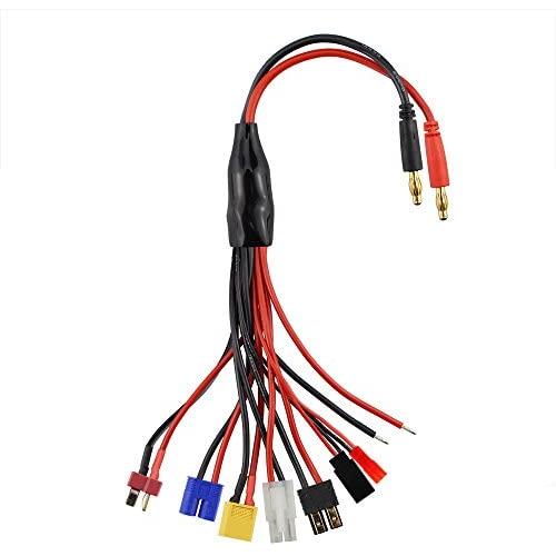SIM&NAT RC Lipo Battery Charger Adapter Connector Splitter Cable, 8 in 1 Octopus Convert Wire to 4.0mm Banana Plug Compatible with TRX, Tamiya, EC3, JST, Futaba, XT60, T- Dean SIM&NAT RC Lipo Battery Charger Adapter Connector Splitter Cable, 8 in 1 Octopus Convert Wire to 4.0mm Banana Plug Compatible with TRX, Tamiya, EC3, JST, Futaba, XT60, T- Dean
