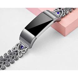 Kaleidoc Bands Compatible Fitbit Charge 2 - Metal Replacement Wristband with Premium Rhinestone Crystals, Adjustable Classy Bracelet Strap Compatible Fitbit Charge 2 Bands