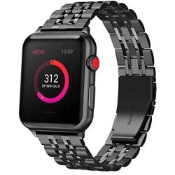 Ayeger Compatible with Apple Watch Band 44mm 42mm Stainless Steel Series 5/4 /3/2 /1 Men,Women Compatible iWatch Metal Link Bracelet (Black1 44mm 42mm)