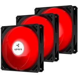 upHere 120mm Case Fan 3-Pin High Airflow Long Life RED LED for Computer Cases Cooling,3-Pack,NK12RD3-3