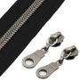 YaHoGa #5 Gunmetal Metallic Nylon Coil Zippers by The Yard Bulk Black Tape 10 Yards with 25pcs Sliders for DIY Sewing Tailor Craft Bag (Black)