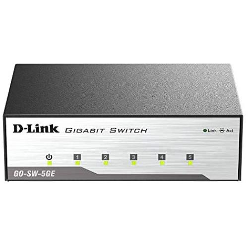 D-Link Ethernet Switch, 5 Port Unmanaged Gigabit Metal Fanless Desktop Plug n Play (GO-SW-5GE) D-Link Ethernet Switch, 5 Port Unmanaged Gigabit Metal Fanless Desktop Plug n Play (GO-SW-5GE)