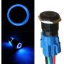 ESUPPORT 22mm 12V 5A Car Blue LED Light Angel Eye Metal Push Button Switch ON OFF Socket Plug Latching Black Shell