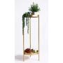 LITA Plant Stand with 2 Tier Tall Metal Flower Plants Pot Holder Display Shelf for Indoor or Outdoor Plants Corner Display - Glod Dia. 10'' x H 30''