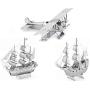 3D Metal Puzzle Models of Fokker D. VII Airplane, Black Pearl Ship and Mayflower Ship - Toy 3D Puzzle – 3 Pack