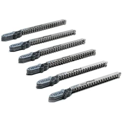 TAROSE 30-Piece T101AO 3-1/4 Inch 20 TPI Assorted T-Shank Scrolling Jig Saw Blades Set for Clean Cutting Wood