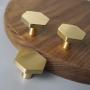 RZDEAL 1-1/10'' Solid Brass Knobs Shoe Cabinets Knob and Pulls Brushed Gold Hexagon Handles for Dresser Drawer (8Pcs)