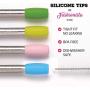 BOBA FIDE 9.4” & 8.5” Stainless Steel Boba & Smoothie Straws + Safety Silicone Tips & Brushes in 2 Travel Cases, Angled Tip Extra Wide Bubble Tea Milkshake Straws, 4 Reusable Metal Straws
