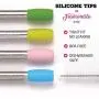 BOBA FIDE 9.4” & 8.5” Stainless Steel Boba & Smoothie Straws + Safety Silicone Tips & Brushes in 2 Travel Cases, Angled Tip Extra Wide Bubble Tea Milkshake Straws, 4 Reusable Metal Straws