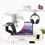 Foldable Headphone Hook Holder, Aluminum Headset Stand Hanger Clamp Under Desk Space Save Mount with Foldable Arm, Universal Fit All Headphones, Silver