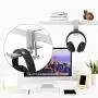 Foldable Headphone Hook Holder, Aluminum Headset Stand Hanger Clamp Under Desk Space Save Mount with Foldable Arm, Universal Fit All Headphones, Silver Foldable Headphone Hook Holder, Aluminum Headset Stand Hanger Clamp Under Desk Space Save Mount with Foldable Arm, Universal Fit All Headphones, Silver