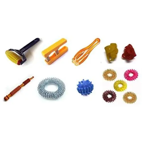 ACS/ACM Acupressure Health 8 in 1 Kit Body Roller, Palm Exerciser, Finger Massager, Sujok Rings, Spring, Ball, Thumb Pad, Bracelet Acupressure (8 in 1) Health Kit Plastic, Metal
