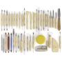 Arteza Pottery & Polymer Clay Tools, 42-Piece Sculpting Set, Steel Tip Tools with Wooden Handles, for Pottery Modeling, Smoothing, Carving & Ceramics