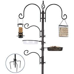 Bird Feeding Station Kit Bird Feeder Pole Wild Bird Feeder Hanging Kit Planter Hanger Multi Feeder Hanging with Metal Suet Feeder Bird Bath for Attracting Wild Birds