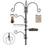 Bird Feeding Station Kit Bird Feeder Pole Wild Bird Feeder Hanging Kit Planter Hanger Multi Feeder Hanging with Metal Suet Feeder Bird Bath for Attracting Wild Birds