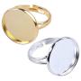 Jdesun 20 Pieces Ring Blanks with 16mm Adjustable Ring Bases, Metal Round Finger Ring Trays, Gold and Silver Plated