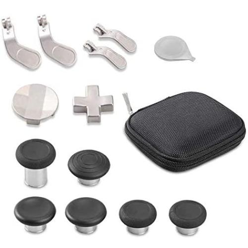 MOSTOP Elite Kit for Xbox One Elite Series 2 Controller, Xbox Gaming Accessories, Xbox One Elite Series 2 Controller Accessory Kit, Metal Mod 6 Swap Thumbsticks Joysticks 4 Paddles 2 D-Pads (Silver)