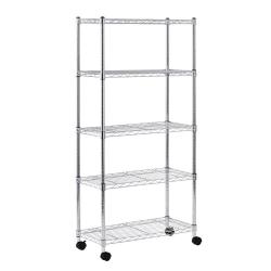 Sandusky MWS301460 Mobile Wire Shelving - 5 Tier with 2 Inch Nylon Casters, Silver