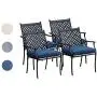 Top Space 4 Piece Metal Outdoor Wrought Iron Patio Furniture,Dinning Chairs Set with Arms and Seat Cushions (4 PC, Blue) Top Space 4 Piece Metal Outdoor Wrought Iron Patio Furniture,Dinning Chairs Set with Arms and Seat Cushions (4 PC, Blue)