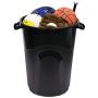 United Solutions TI0065 32 Gallon Outdoor Waste Garbage Bin, 6 Pack, Easy to Carry Pass-Through Handles & Attachable Click Lock Lid, Black, 32 Gal