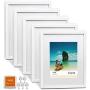 CAVEPOP 11x14 White Picture Frame with Mat Set of 5, Made to Display 11x 14” Without Mat, 8 x 10 with Mat - Large Wall Hanging Photo Frames, Collage Picture Frame Sets
