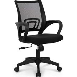 NEO CHAIR Office Chair Computer Desk Chair Gaming - Ergonomic Mid Back Cushion Lumbar Support with Wheels Comfortable Blue Mesh Racing Seat Adjustable Swivel Rolling Home Executive, Black