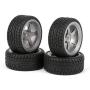 BQLZR Plastic RC 1:10 Drift Tires & Grey Aluminum Alloy 5 Spokes Wheels Pack of 4