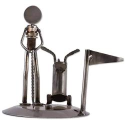 Rustic Golf Tourney Auto Part Sculpture - Mexico Grey Metal Handmade