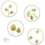 Tinsow 9.5 Inch Iron Wall Sculptures,Gold Metal Ginkgo, Maple, Monstera Leaf Wall Decor Round Wall Ornaments,Easy Installation Great for Bedroom Hanging Parts Hotel Wall Decoration (Gold, 4)