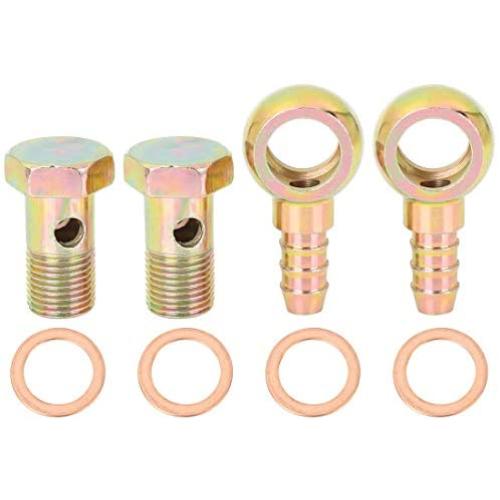 X AUTOHAUX 2 Sets 16mm Banjo Hose Barb Bolt Fittings Banjo Bolt Washer Bronze Tone Metal for Motorcycle Car