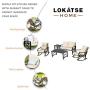 LOKATSE HOME 5Pcs Patio Furniture Conversation Bistro Sets Loveseat and 2 Coffee Table, Khaki