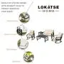 LOKATSE HOME 5Pcs Patio Furniture Conversation Bistro Sets Loveseat and 2 Coffee Table, Khaki