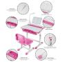 Ubbie Kids Desk and Chair Set,Height Adjustable Children Study Desk with Tilt Desktop & Metal Hook & LED Light & Bookstand and Storage Drawer for Boys Girls Pink