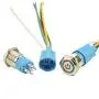 XLX 3 Sets 16mm 5 Pin Metal Momentary Latching Push Button Switch 1NO 1NC Self-Locking 12V DC On Off Stainless Steel Flat Head Waterproof LED Ring Illuminated Switch with Wire Socket Plug