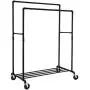 SONGMICS Industrial Pipe Clothes Rack Double Rail on Wheels with Commercial Grade Clothing Hanging Rack Organizer for Garment Storage Display, Black UHSR60B SONGMICS Industrial Pipe Clothes Rack Double Rail on Wheels with Commercial Grade Clothing Hanging Rack Organizer for Garment Storage Display, Black UHSR60B