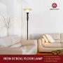 Floor Lamp for Living Room Decor by Light Accents - Tall Floor Lamp Bed Room Decor - Traditional Iron Scrollwork Standing Lamp Pole Light with Alabaster Glass Bowl Shade – 70'' Tall- (Bronze)