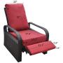 Outdoor Resin Wicker Patio Recliner Chair with Cushions, Patio Furniture Auto Adjustable Rattan Sofa, UV/Fade/Water/Sweat/Rust Resistant, Easy to Assemble (Red)