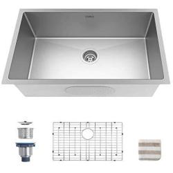 TORVA 30-Inch Undermount Kitchen Sink, 16 Gauge Stainless Steel Undermount Single Bowl 30 x 18 x 10 inch Deep, Fits 33 inch Cabinet