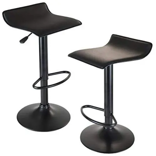 Winsome Wood Set of 2 Obsidian Adjustable Backless Swivel Air Lift Stool, PVC Seat, Black Metal Post and Base Winsome Wood Set of 2 Obsidian Adjustable Backless Swivel Air Lift Stool, PVC Seat, Black Metal Post and Base