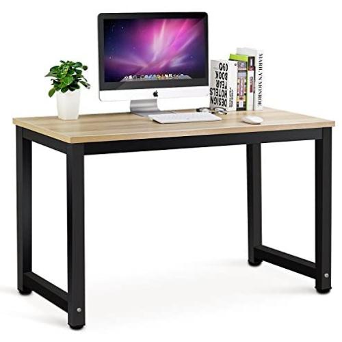 Tribesigns Modern Simple Style Computer Desk PC Laptop Study Table Office Desk Workstation for Home Office, Walnut + Black Leg