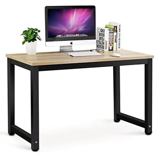 Tribesigns Modern Simple Style Computer Desk PC Laptop Study Table Office Desk Workstation for Home Office, Walnut + Black Leg Tribesigns Modern Simple Style Computer Desk PC Laptop Study Table Office Desk Workstation for Home Office, Walnut + Black Leg