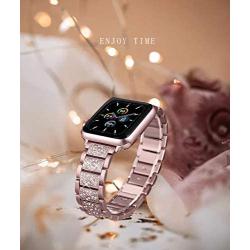 Compatible with Apple Watch Band 38mm 40mm 42mm 44mm SE Series 6 5 4 3 2 1,Replacement Bling Watch Band,Dressy Jewelry Metal Wristband Strap Diamond Rhinestone (Pink, 38/40)