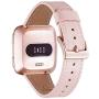 WFEAGL For Versa Band, Top Grain Leather Band Replacement Strap for Versa /Versa 2 /Versa Lite /Versa SE Fitness Smart Watch(Pink Band+Rose Gold Buckle)
