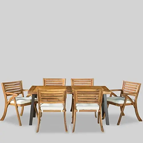Christopher Knight Home Desoto Acacia Wood Patio Dining Set, 7-Pcs Set, Teak Finish With Rustic Metal Christopher Knight Home Desoto Acacia Wood Patio Dining Set, 7-Pcs Set, Teak Finish With Rustic Metal
