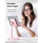 Cell Phone Stand,Angle Height Adjustable LISEN Cell Phone Stand for Desk,Thick Case Friendly Phone Holder Stand for Desk, Compatible with All Mobile Phones-Pink