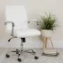 Flash Furniture Mid-Back White LeatherSoft Executive Swivel Office Chair with Chrome Base and Arms